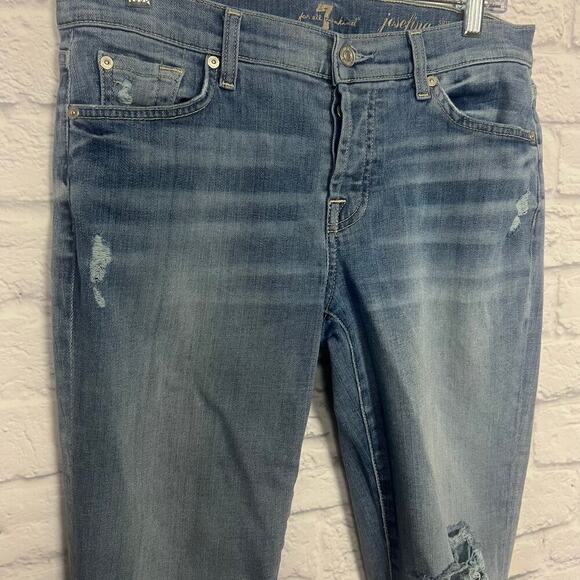 7 For All Man Kind Distressed Skinny Boyfriend Ankle Jeans Josefina - Picture 7 of 10